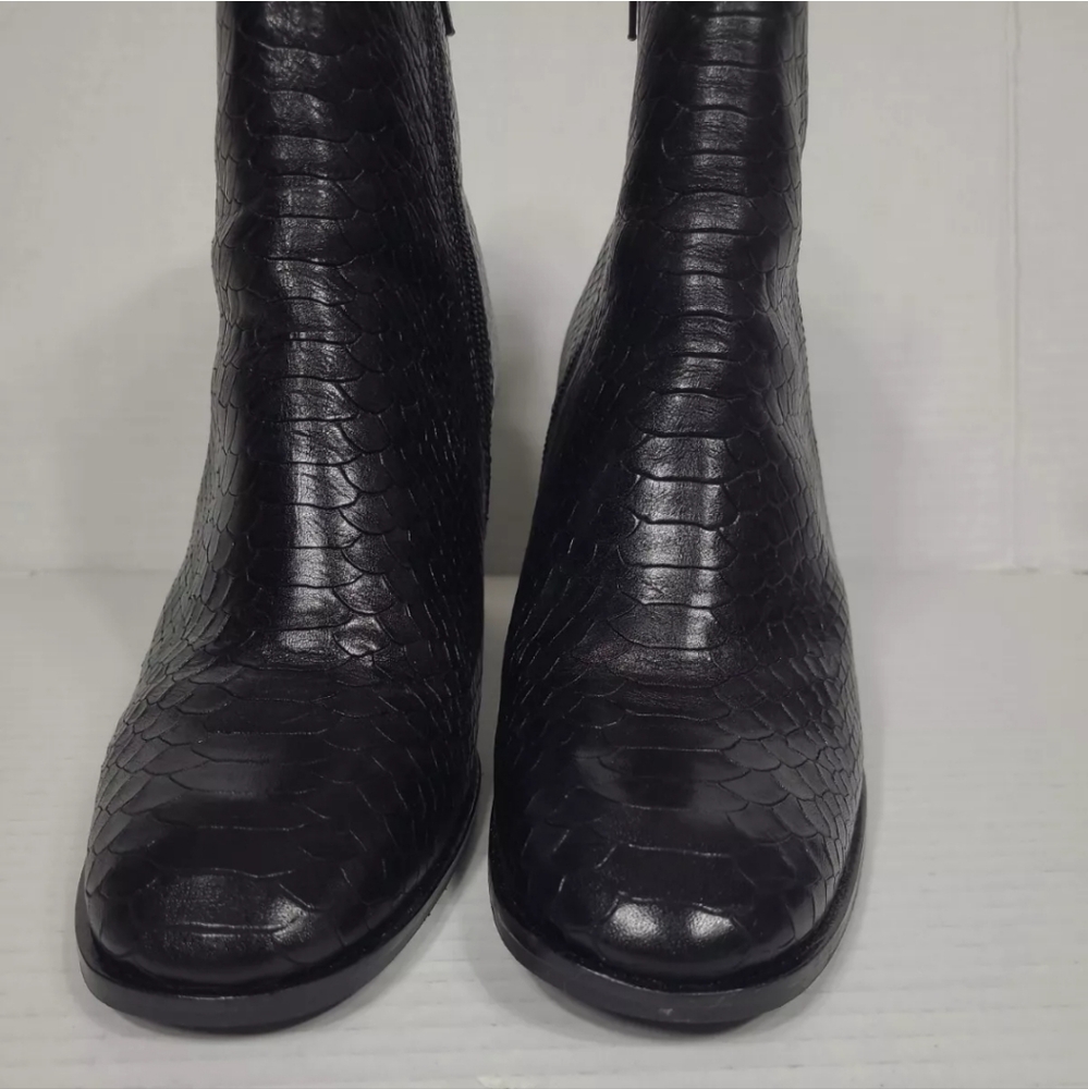 Antonio de Falia Camila Embossed Black Heeled Ankle Boots Women's size 8 Snake - Picture 5 of 9